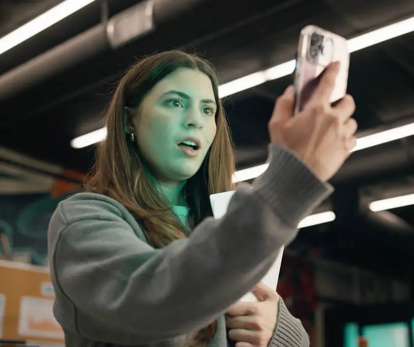 Woman holding phone